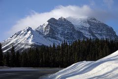 01 Mount Temple From Drive Between Lake Louise Village And Lake Louise In Winter
